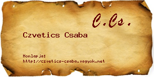 Czvetics Csaba névjegykártya