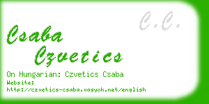 csaba czvetics business card